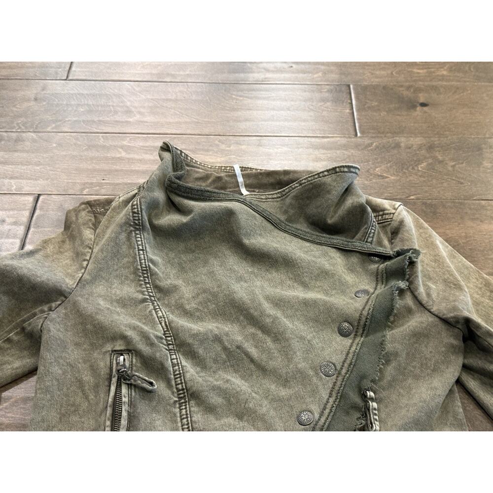 Free People Womens Collapsing Twill Military Raw Hem Snap On Jacket Size XS - Picture 5 of 10